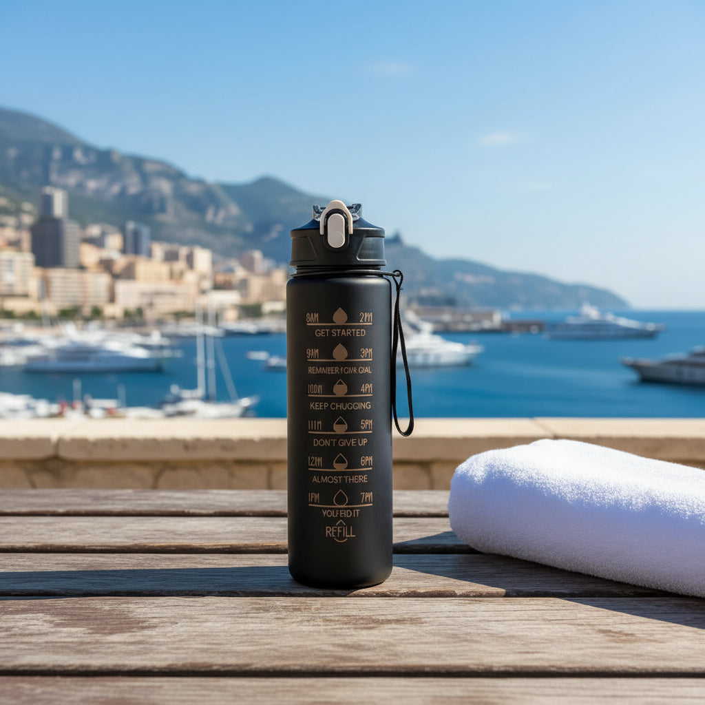 Gourde Hydratation avec Marqueur de Temps – Essentiel Quotidien Ritual Vive