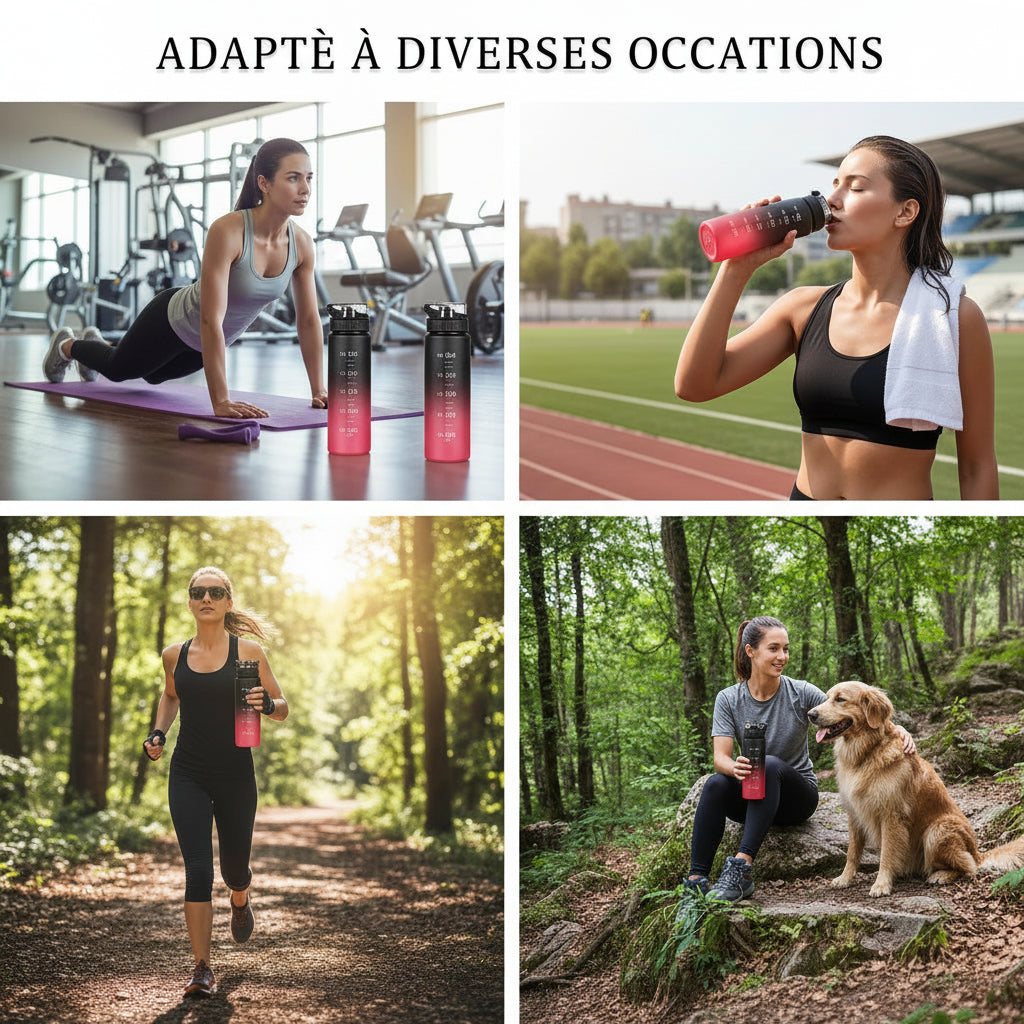 Gourde Hydratation avec Marqueur de Temps – Essentiel Quotidien Ritual Vive